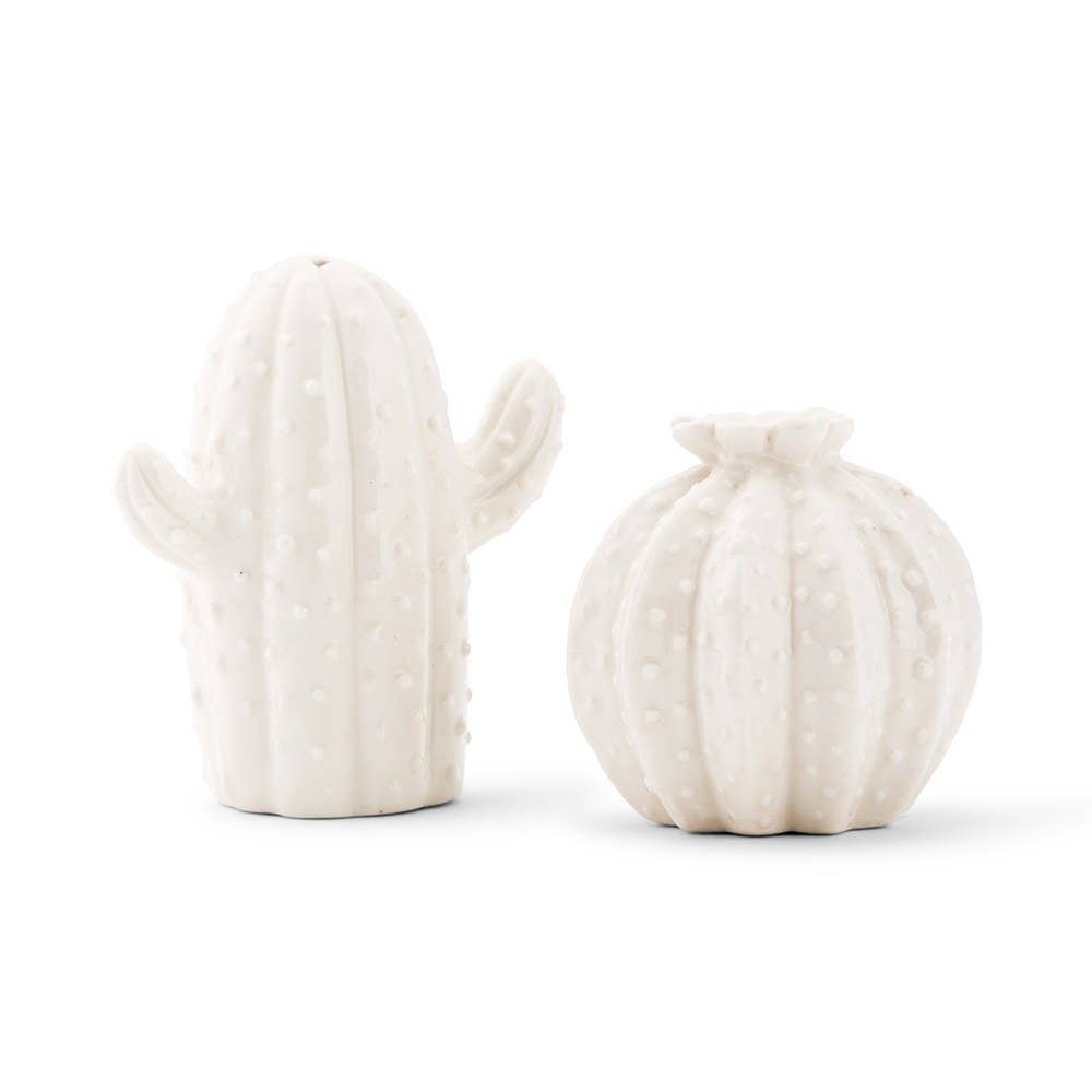 White Cactus Salt & Pepper Shakers