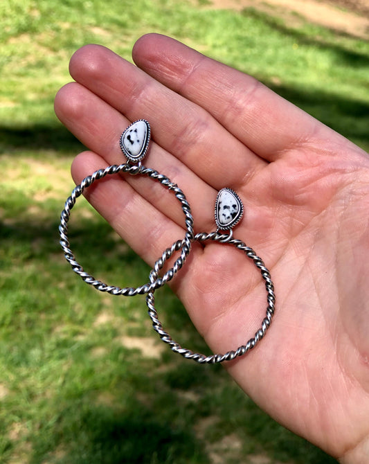 White Buffalo Hoop Earrings