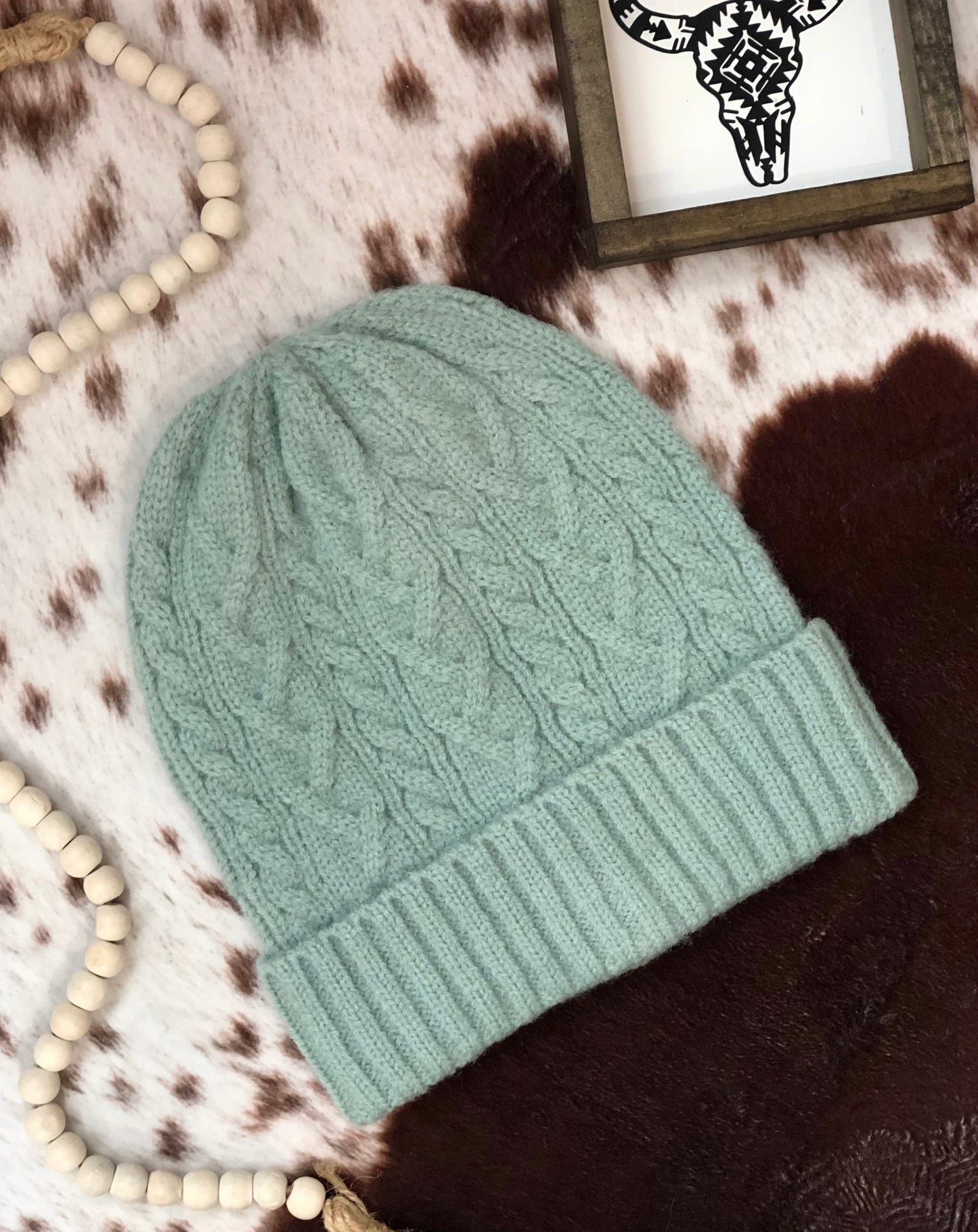 Cable Knit Beanie - Mint