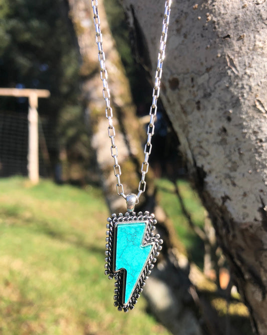 Turquoise Lightning Bolt Necklace