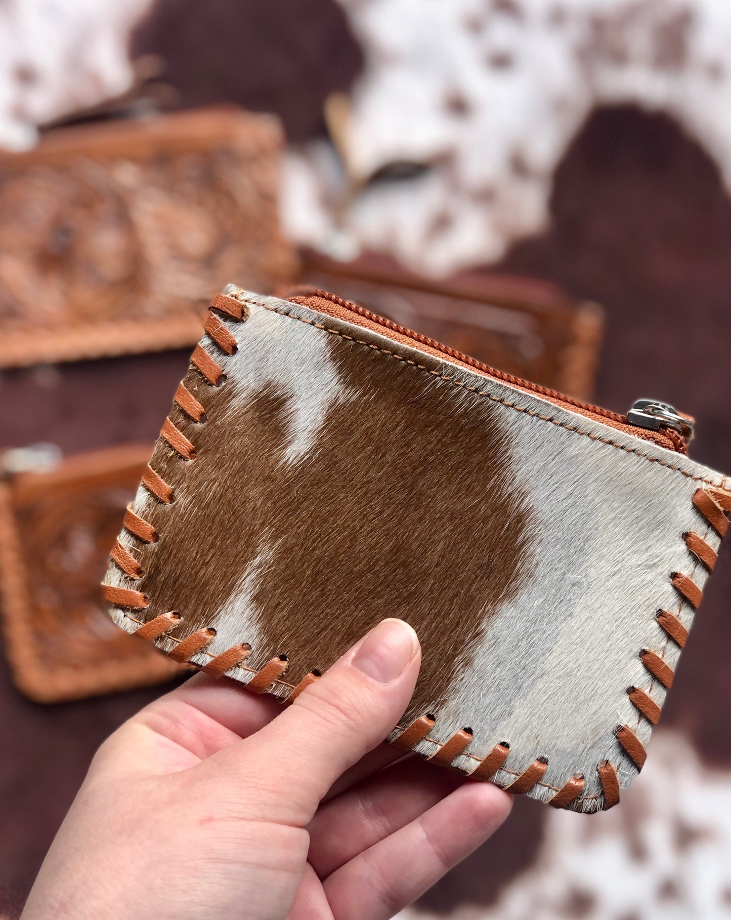 Tooled Cowhide Coin Purse