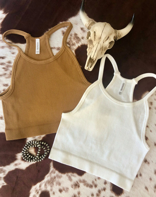 Cropped Ribbed Tank Tops