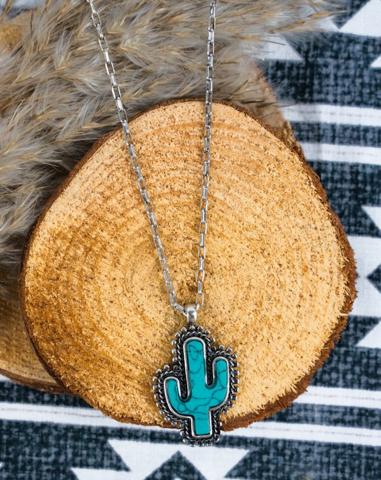 Turquoise deals cactus necklace