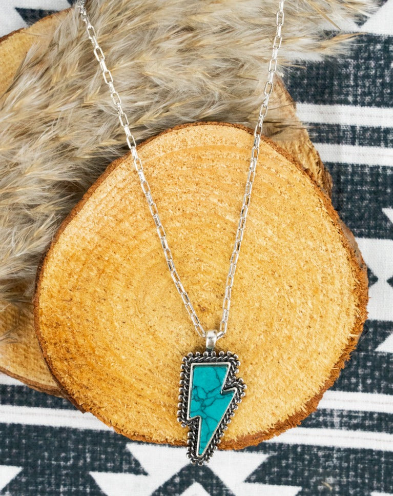 Turquoise Lightning Bolt Necklace